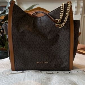 Michael Kors Dark Brown Shoulder Bag with Gold Chain